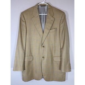 Vtg Men's 42L Jack Victor Silk Cashmere Sport Coat Jacket Blazer‎ Windowpane EUC